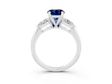 White gold Three-Stone Round Cut Blue Sapphire Ring with Pear Side Stones and Four-Prong Setting_27
