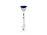 White gold Three-Stone Round Cut Blue Sapphire Ring with Pear  Side Stones in Four-Prong Setting_14
