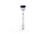 White gold Three-Stone Round Cut Blue Sapphire Ring with Pear  Side Stones in Four-Prong Setting_50