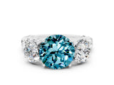 White gold Three-Stone Round Cut Blue Topaz Braided Band Ring with Four-Prong Setting_12