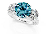 White gold Three-Stone Round Cut Blue Topaz Braided Band Ring with Four-Prong Setting_13