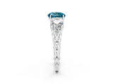 White gold Three-Stone Round Cut Blue Topaz Braided Band Ring with Four-Prong Setting_14