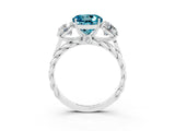 White gold Three-Stone Round Cut Blue Topaz Braided Band Ring with Four-Prong Setting_15
