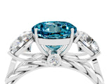 White gold Three-Stone Round Cut Blue Topaz Braided Band Ring with Four-Prong Setting_16