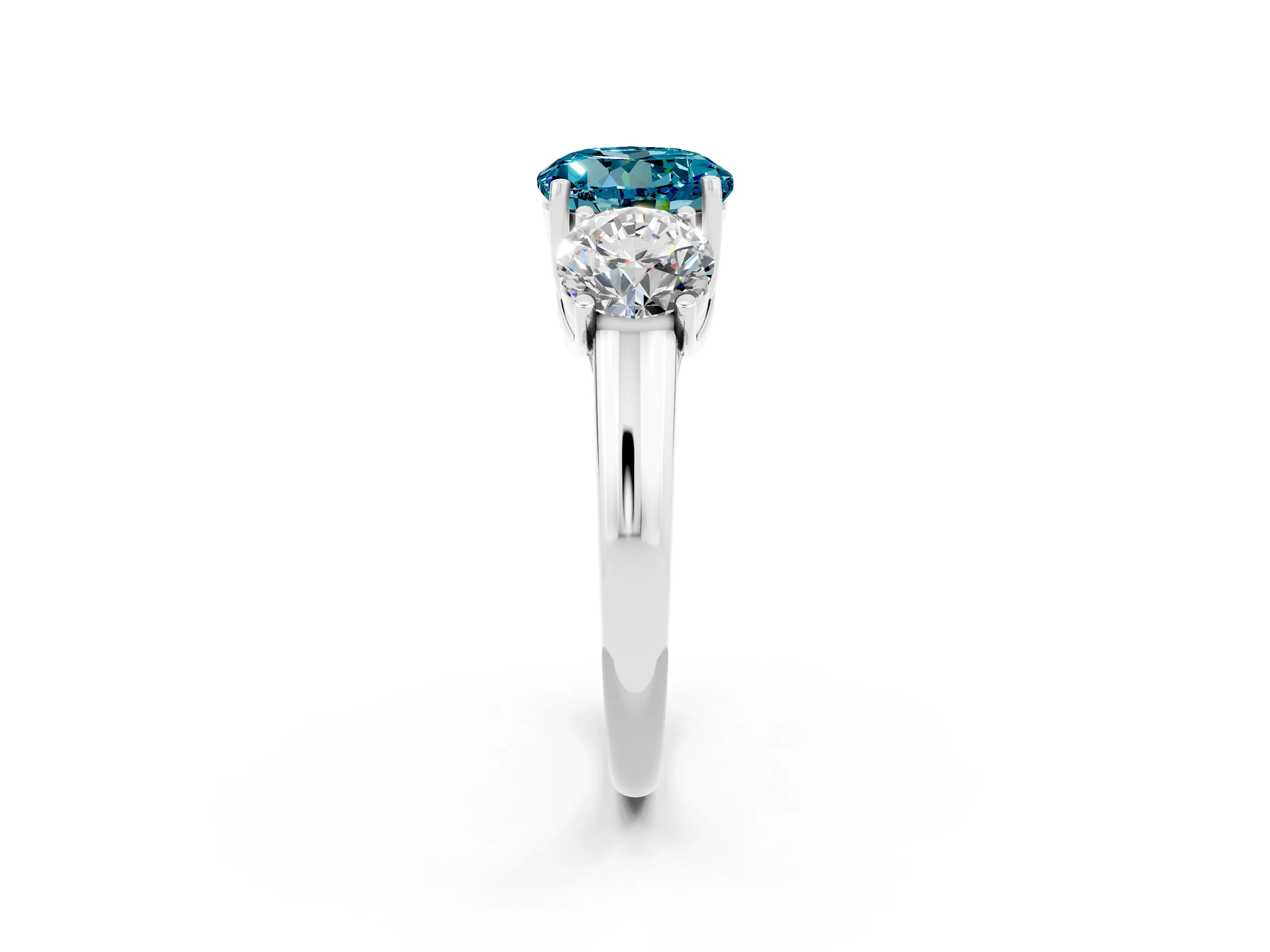 White gold Three-Stone Round Cut Blue Topaz Engagement Ring with Prong Setting_2