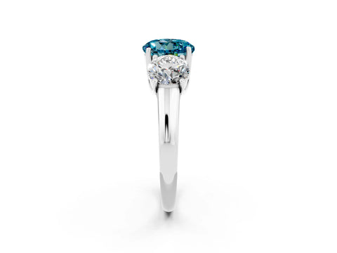 White gold Three-Stone Round Cut Blue Topaz Engagement Ring with Prong Setting_2