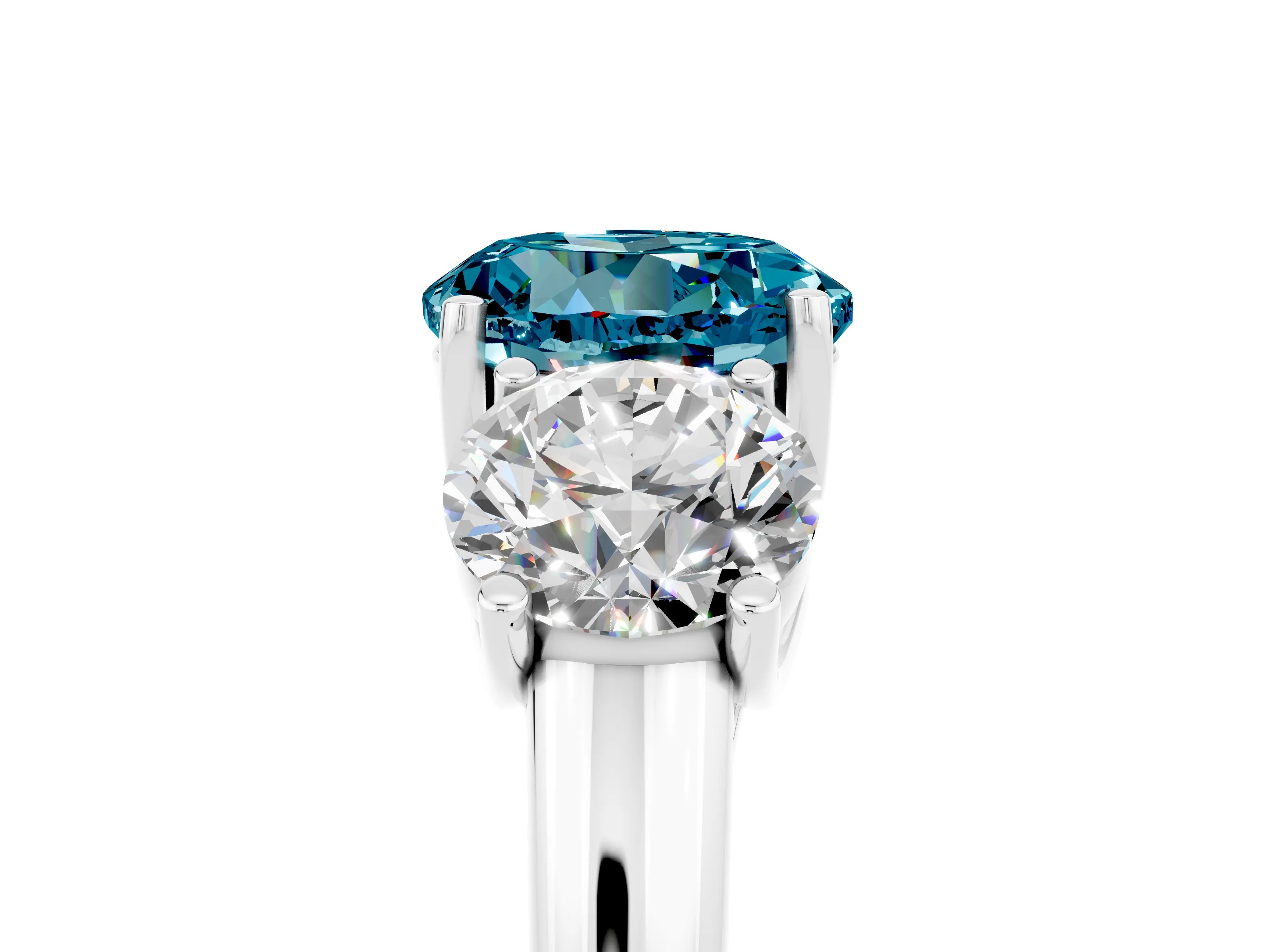 White gold Three-Stone Round Cut Blue Topaz Engagement Ring with Prong Setting_5