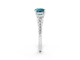 White gold Three-Stone Round Cut Blue Topaz Pavé Band with Four-Prong Setting_2