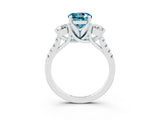 White gold Three-Stone Round Cut Blue Topaz Pavé Band with Four-Prong Setting_3