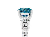 White gold Three-Stone Round Cut Blue Topaz Pavé Band with Four-Prong Setting_5