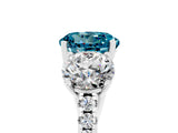 White gold Three-Stone Round Cut Blue Topaz Ring with Pavé Band and Prong Setting_17