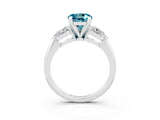 White gold Three-Stone Round Cut Blue Topaz Ring with Pear Side Stones and Four-Prong Setting_21