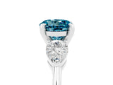 White gold Three-Stone Round Cut Blue Topaz Ring with Pear Side Stones and Four-Prong Setting_25