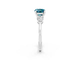 White gold Three-Stone Round Cut Blue Topaz Ring with Pear Side Stones and Four-Prong Setting_26