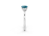 White gold Three-Stone Round Cut Blue Topaz Ring with Pear  Side Stones in Four-Prong Setting_14