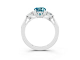 White gold Three-Stone Round Cut Blue Topaz Ring with Pear  Side Stones in Four-Prong Setting_15