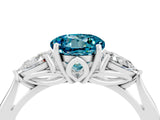 White gold Three-Stone Round Cut Blue Topaz Ring with Pear  Side Stones in Four-Prong Setting_16