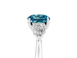 White gold Three-Stone Round Cut Blue Topaz Ring with Pear  Side Stones in Four-Prong Setting_17