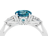 White gold Three-Stone Round Cut Blue Topaz Ring with Pear  Side Stones in Four-Prong Setting_52