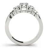 White gold Three-Stone Round Cut Channel Set Diamond Ring with Four-Prong Setting 2