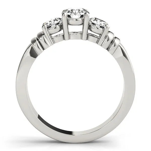 White gold Three-Stone Round Cut Channel Set Diamond Ring with Four-Prong Setting