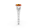 White gold Three-Stone Round Cut Citrine Braided Band Ring with Four-Prong Setting_14