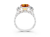 White gold Three-Stone Round Cut Citrine Braided Band Ring with Four-Prong Setting_15