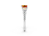White gold Three-Stone Round Cut Citrine Pavé Band with Four-Prong Setting_2