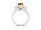 White gold Three-Stone Round Cut Citrine Pavé Band with Four-Prong Setting_3