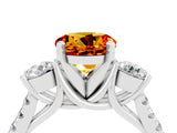 White gold Three-Stone Round Cut Citrine Pavé Band with Four-Prong Setting_4
