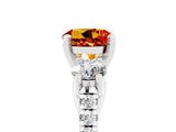 White gold Three-Stone Round Cut Citrine Pavé Band with Four-Prong Setting_5