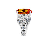 White gold Three-Stone Round Cut Citrine Ring with Pavé Band and Prong Setting_17