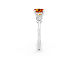 White gold Three-Stone Round Cut Citrine Ring with Pear Side Stones and Four-Prong Setting_25