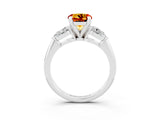 White gold Three-Stone Round Cut Citrine Ring with Pear Side Stones and Four-Prong Setting_26