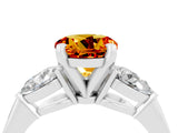 White gold Three-Stone Round Cut Citrine Ring with Pear Side Stones and Four-Prong Setting_27