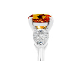 White gold Three-Stone Round Cut Citrine Ring with Pear Side Stones and Four-Prong Setting_28