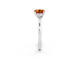 White gold Three-Stone Round Cut Citrine Ring with Pear  Side Stones in Four-Prong Setting_26
