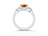 White gold Three-Stone Round Cut Citrine Ring with Pear  Side Stones in Four-Prong Setting_27
