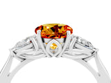 White gold Three-Stone Round Cut Citrine Ring with Pear  Side Stones in Four-Prong Setting_28