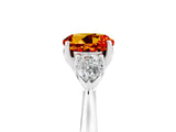 White gold Three-Stone Round Cut Citrine Ring with Pear  Side Stones in Four-Prong Setting_29