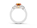 White gold Three-Stone Round Cut Citrine Ring with Pear  Side Stones in Four-Prong Setting_63