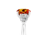 White gold Three-Stone Round Cut Citrine Ring with Pear  Side Stones in Four-Prong Setting_65