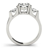White gold Three-Stone Round Cut Classic Band Prong Setting Ring 2