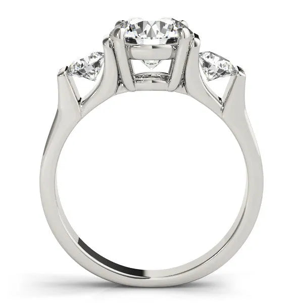 White gold Three-Stone Round Cut Classic Band Prong Setting Ring
