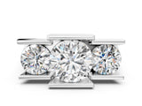 White gold Three Stone Round Cut Cut Channel Set Diamond Ring_110