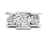 White gold Three Stone Round Cut Cut Channel Set Diamond Ring_140