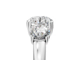 14K White Gold Three-Stone 3.09 Carat D VVS1 Round Cut Diamond Ring with Channel Set Band and Four-Prong Setting