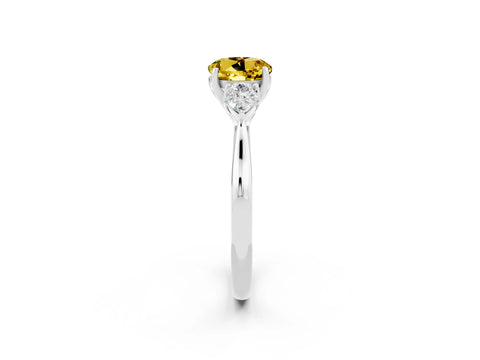 White gold Three-Stone Round Cut Cut Diamond Ring with Pear Side Stones in Four-Prong Setting_2