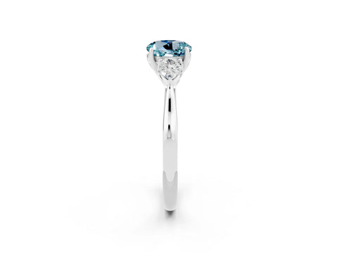 White gold Three-Stone Round Cut Cut Diamond Ring with Pear Side Stones in Four-Prong Setting_2