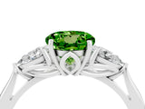 White gold Three-Stone Round Cut Cut Diamond Ring with Pear Side Stones in Four-Prong Setting_4
